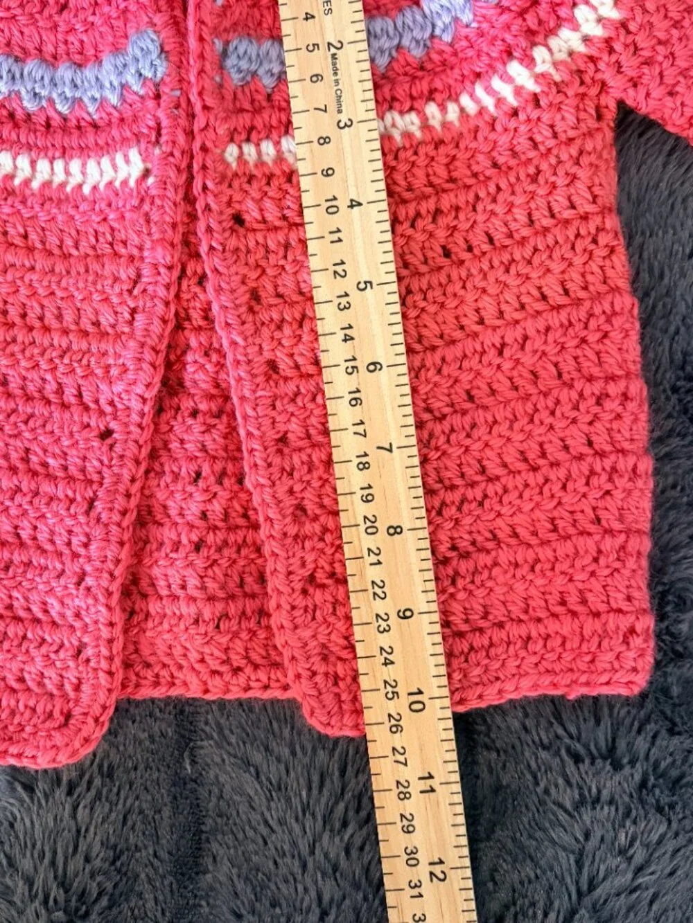 Handmade Crochet Baby Cardigan Pink Coral Lavender Cream Flower Button Baby Girl